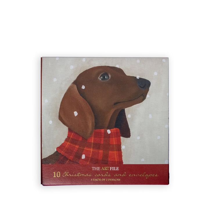 Pack Of 10 Christmas Cards - Cosy Dogs