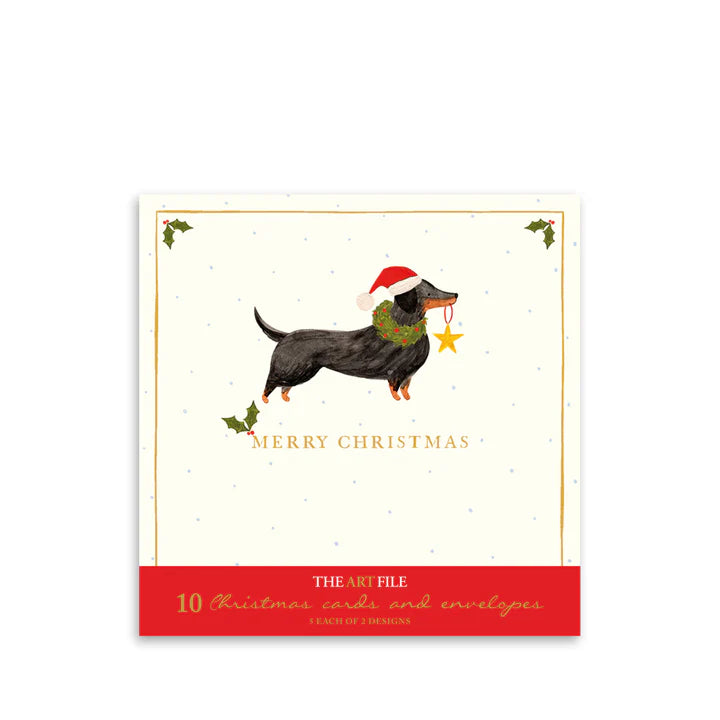 Pack Of 10 Christmas Cards - Santa Paws Dogs