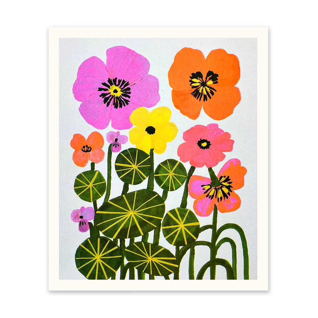 Nasturtiums Risograph Art Print