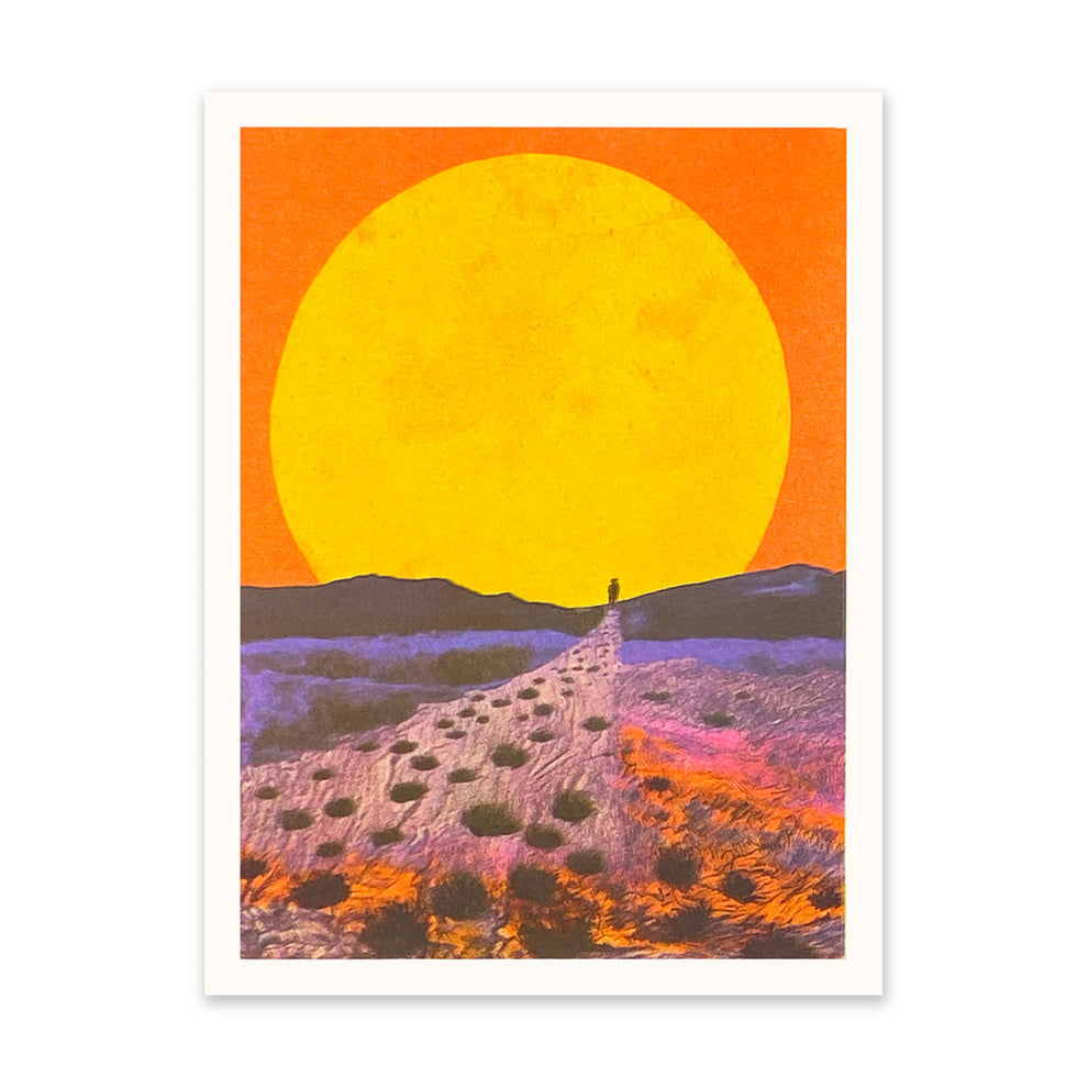 Red Sunset Landscape 1 Risograph Art Print