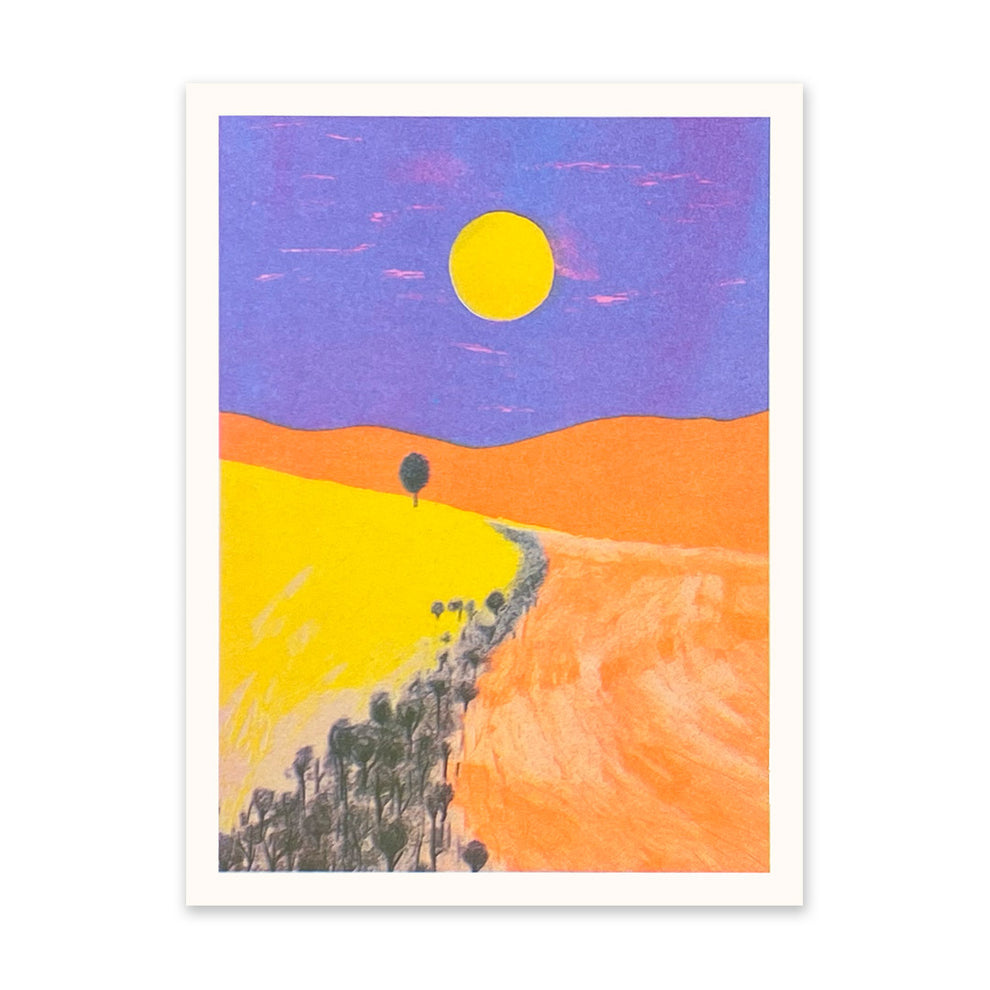 Red Sunset Landscape 3 Risograph Art Print