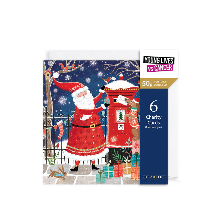 Pack of 6 Christmas Cards - Santa & Post Box
