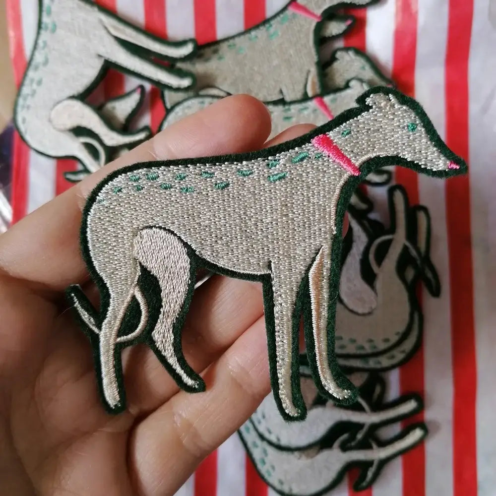 Silver Hound Embroidered Patch