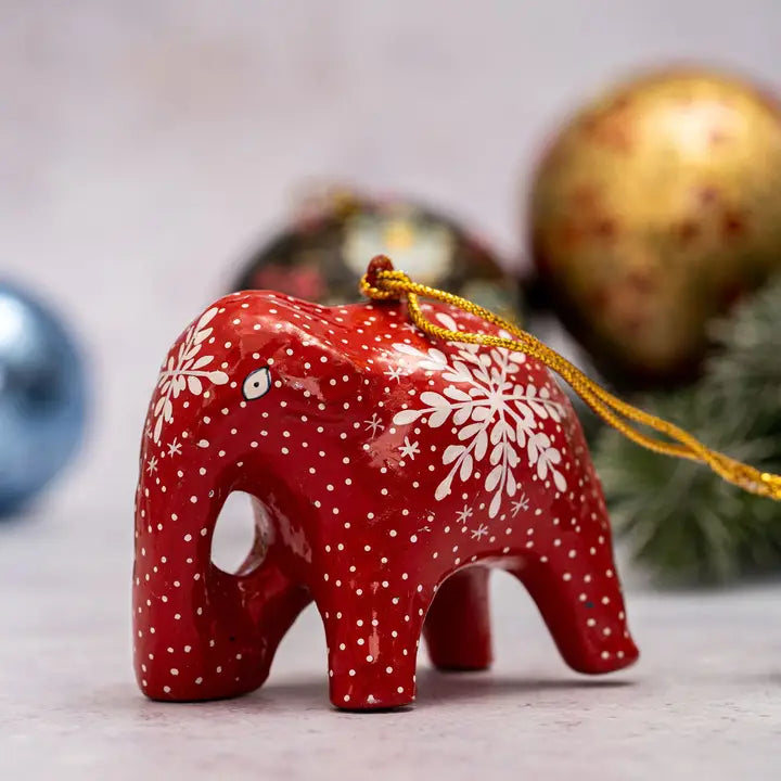 Indian Red Snowflake Elephant Hanging Decoration