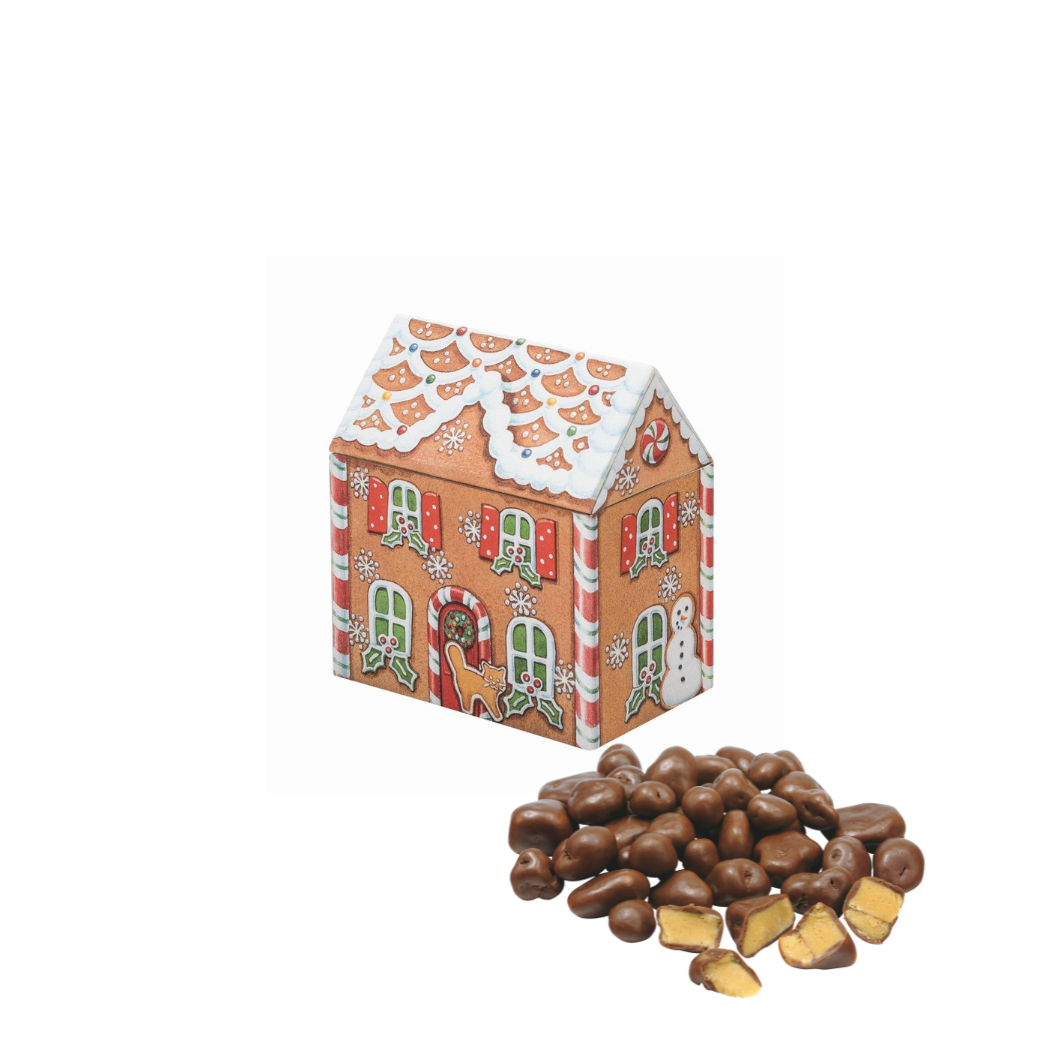 Gingerbread House Tin With Choc Honey Crunch