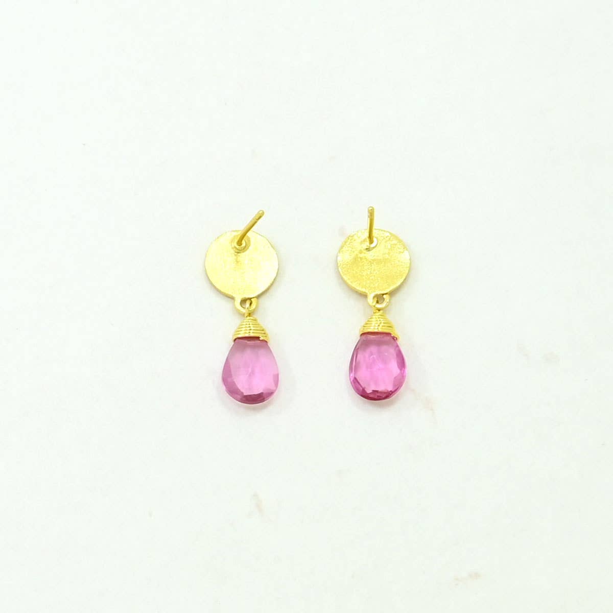 Abigail Earring Gold Plated - Pink Tourmaline
