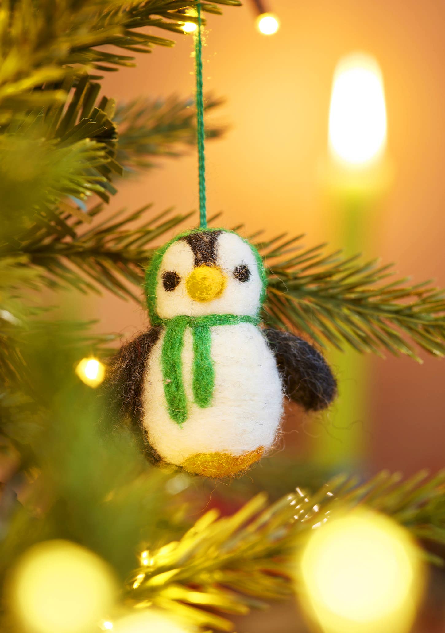 Set Of 5 Hanging Felt Penguin Decorations