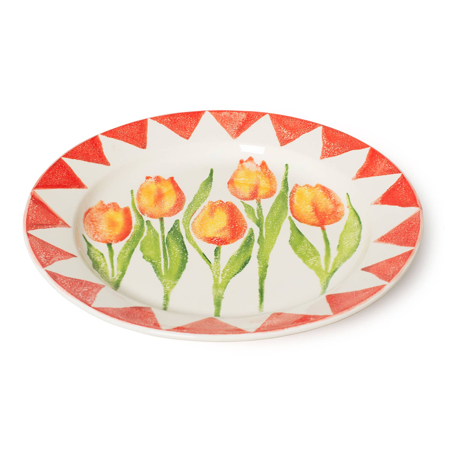 Red Rimmed Tulip Platter