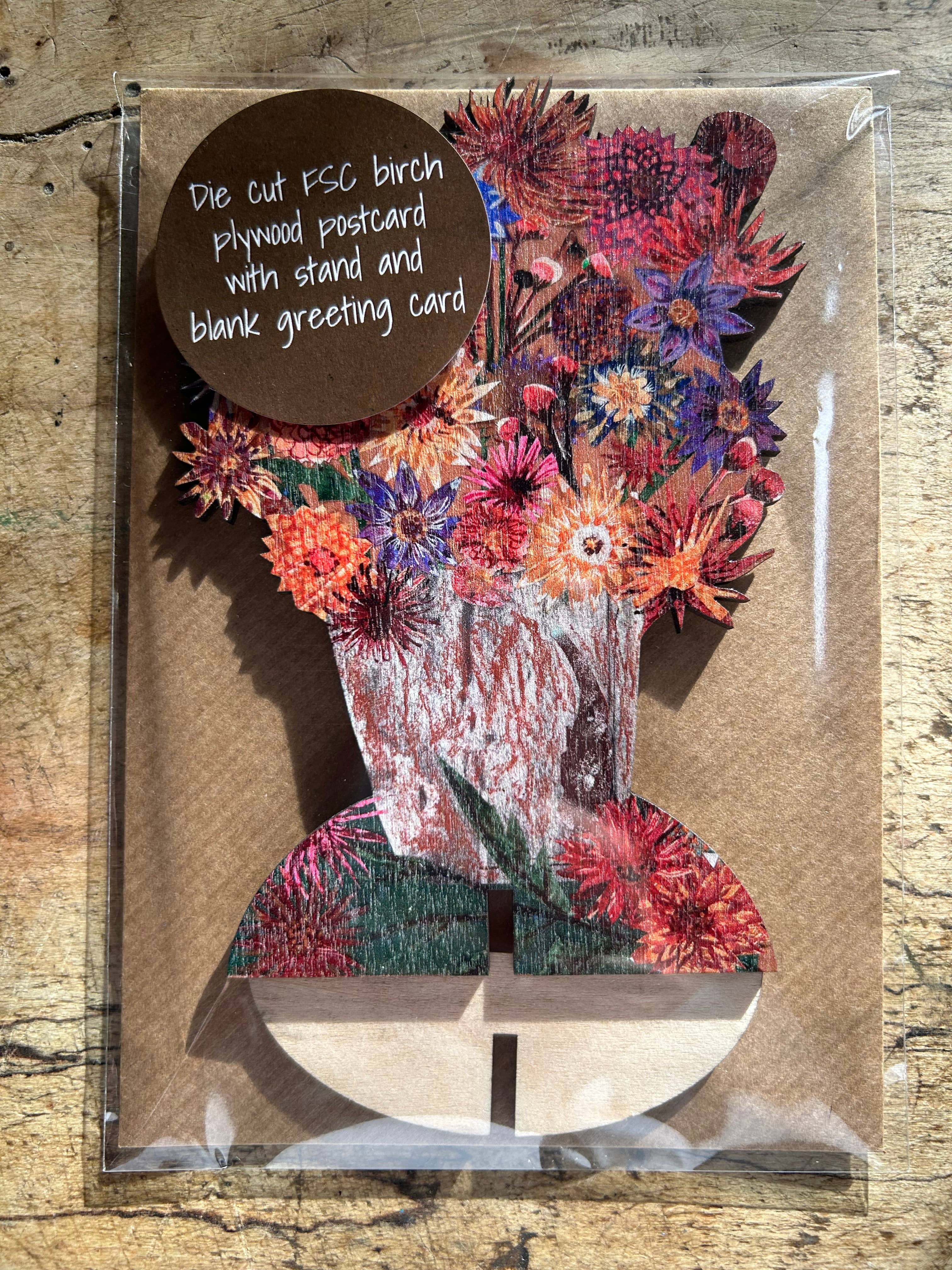 Dazzling Dahlias Laser Cut Birch Plywood Blank Card