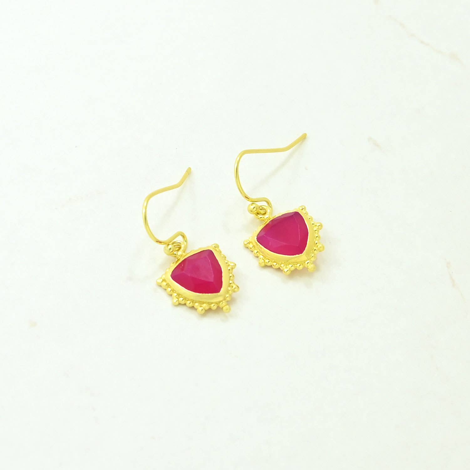 Eliana Earring Gold Plated - Pink Fuchsia Onyx