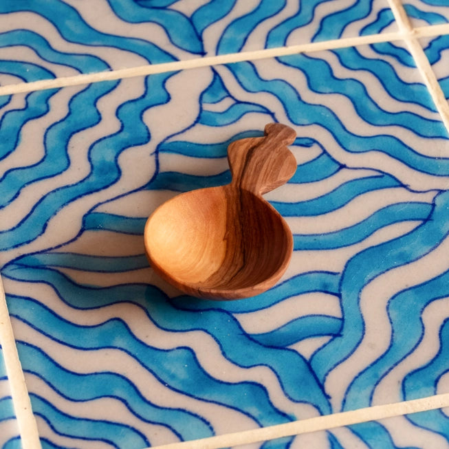 Small Olive Wood Spoon With Decorative Handle