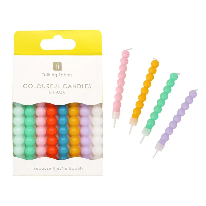 Colourful Bobble Candles (Pack Of 8)