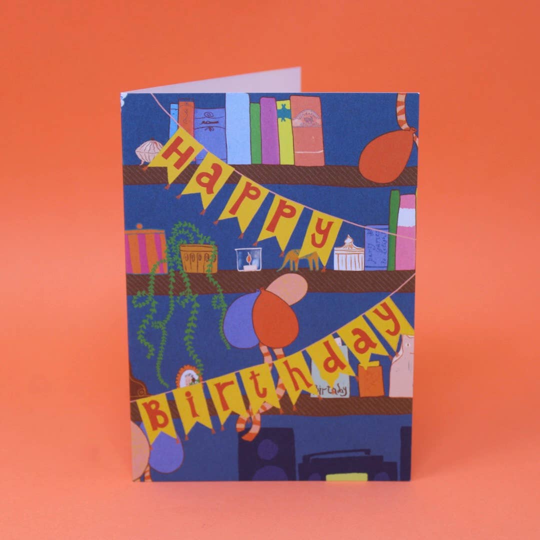 Birthday Bookcase Greetings Card
