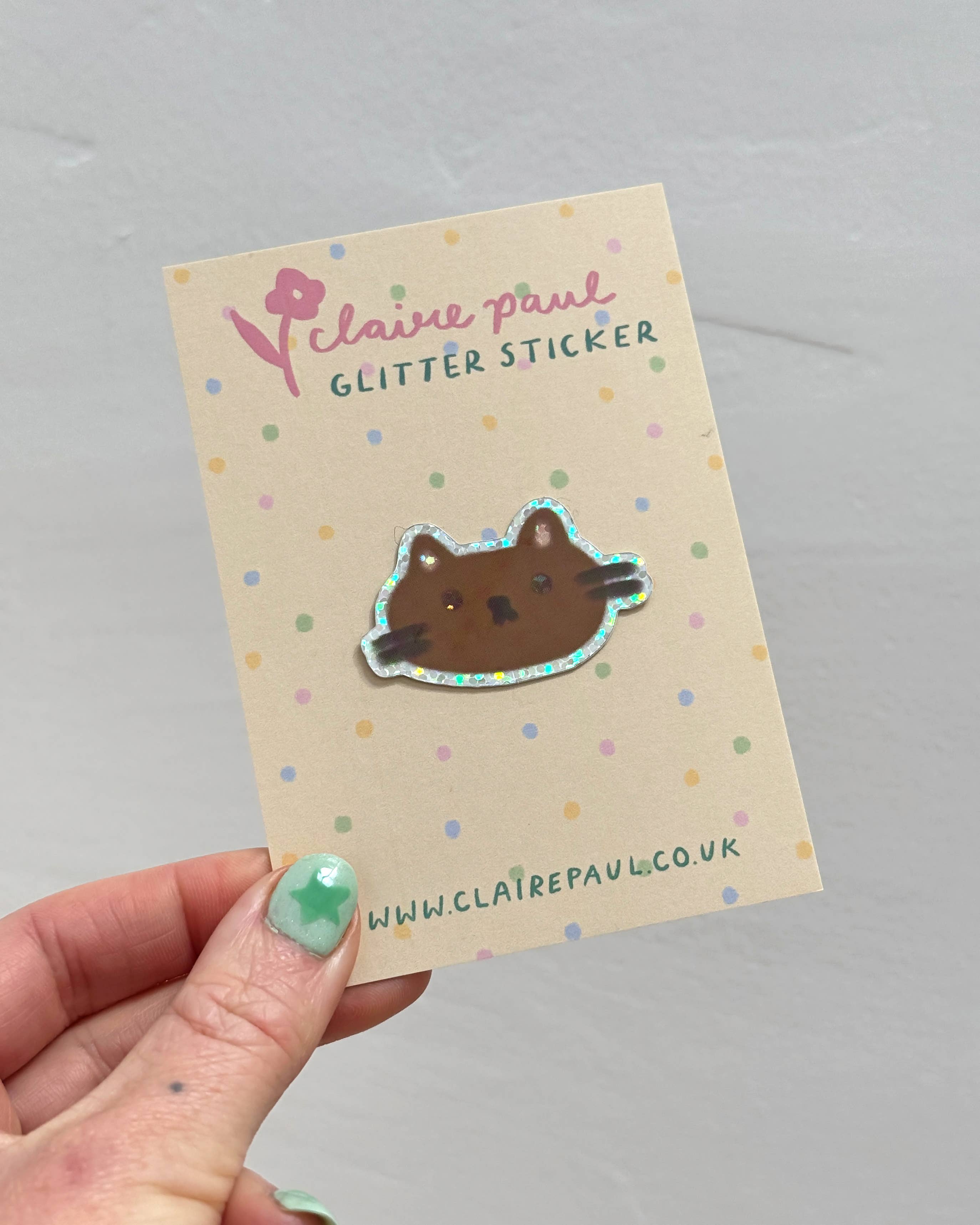 Brown Cat Holographic Sticker