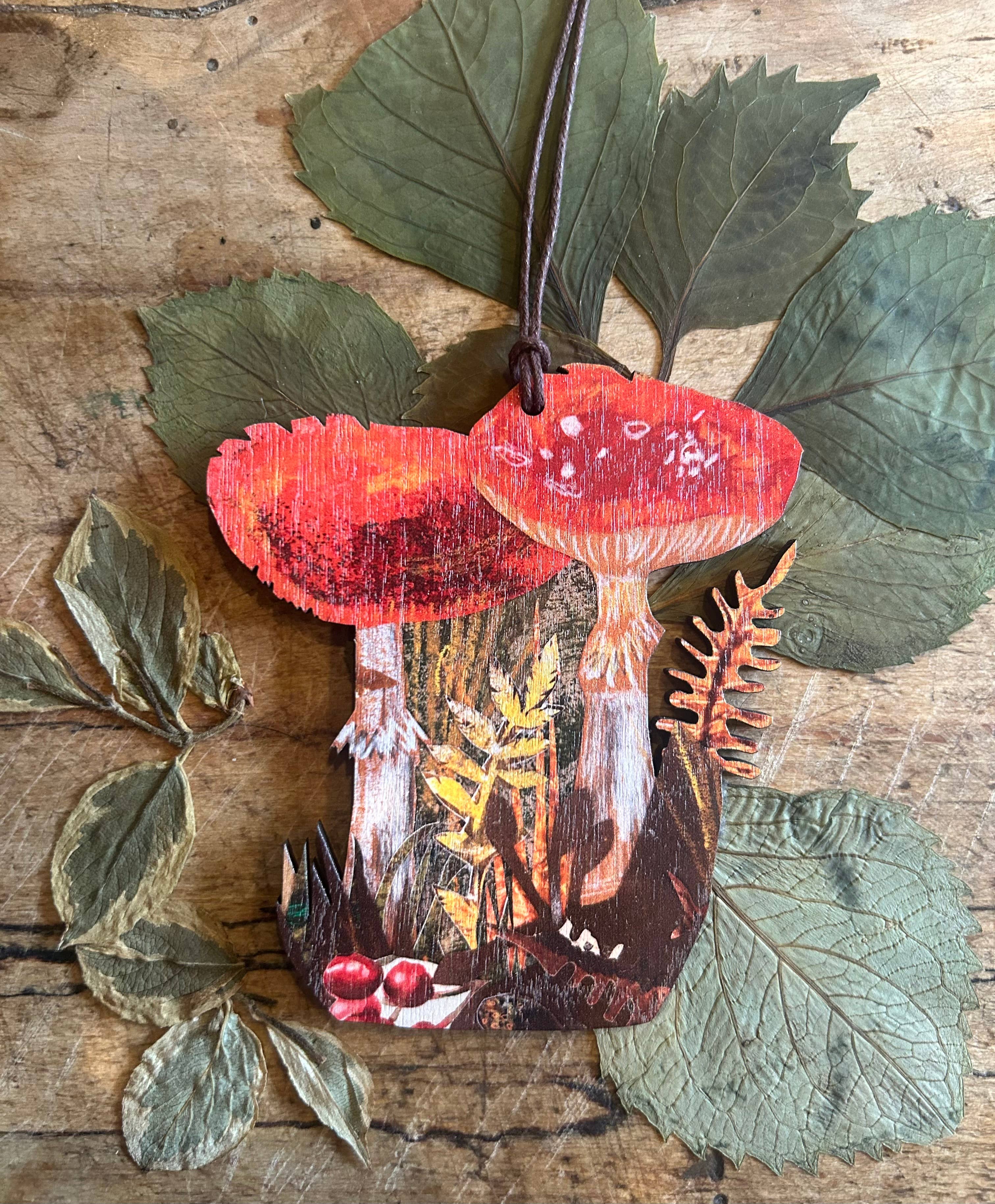 Toadstools Birch Plywood Decoration 