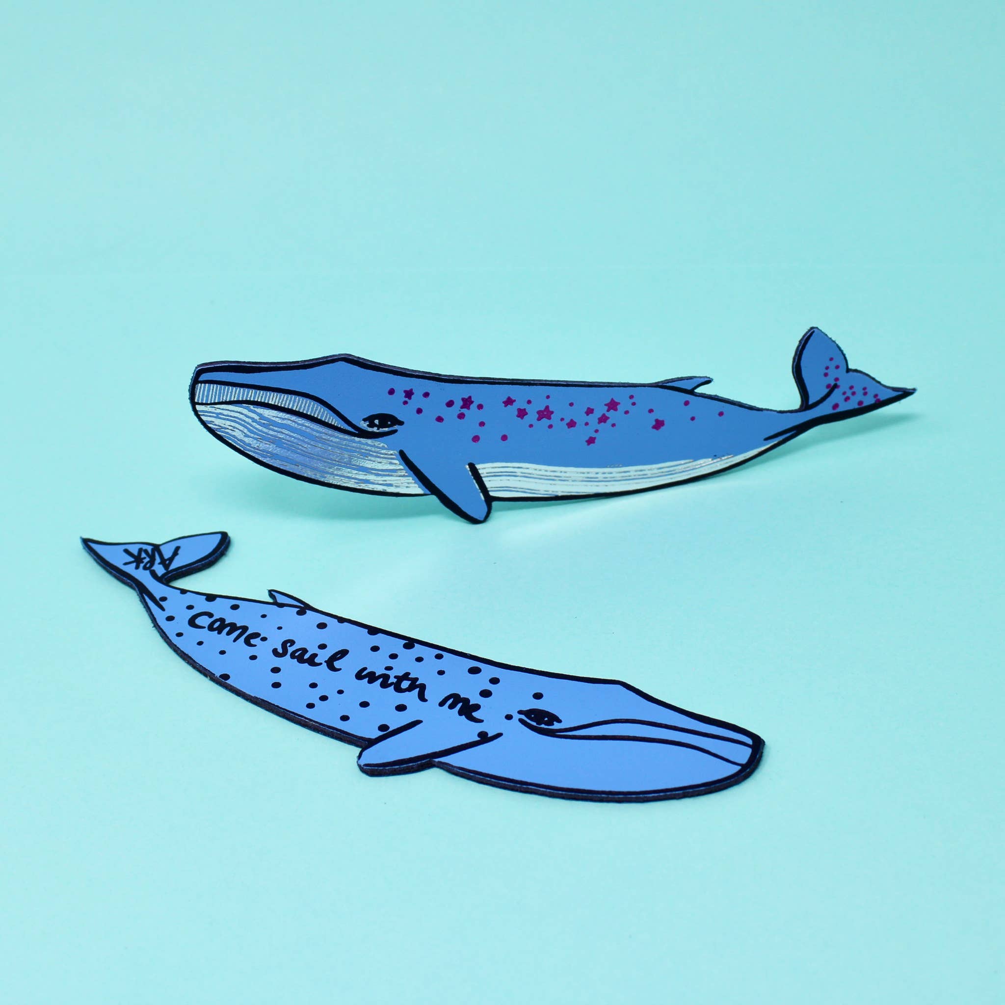 Whale 'Sail with Me' Bookmark - Cornflower