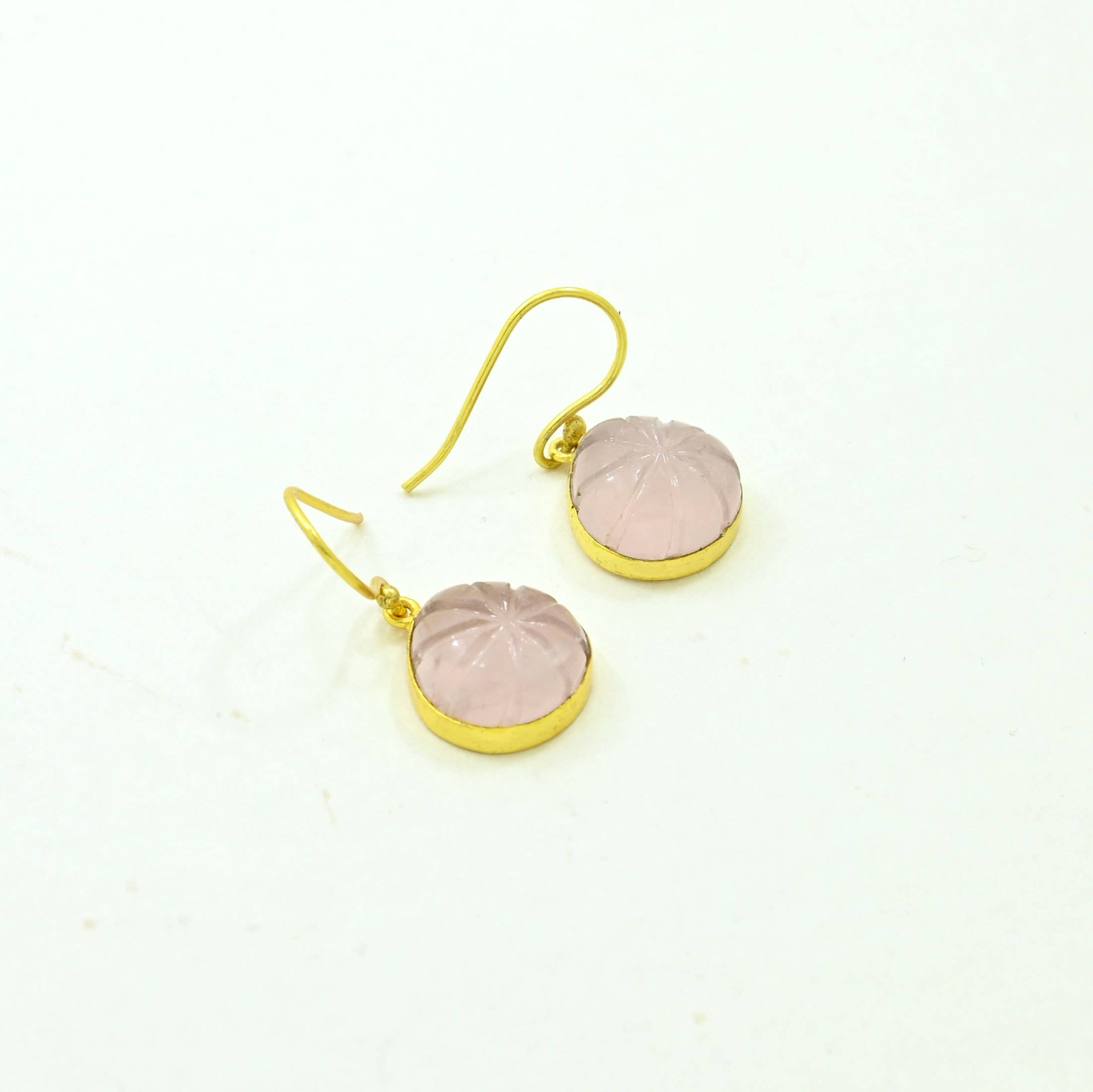 Harper Hook Earrings - Rose Quartz
