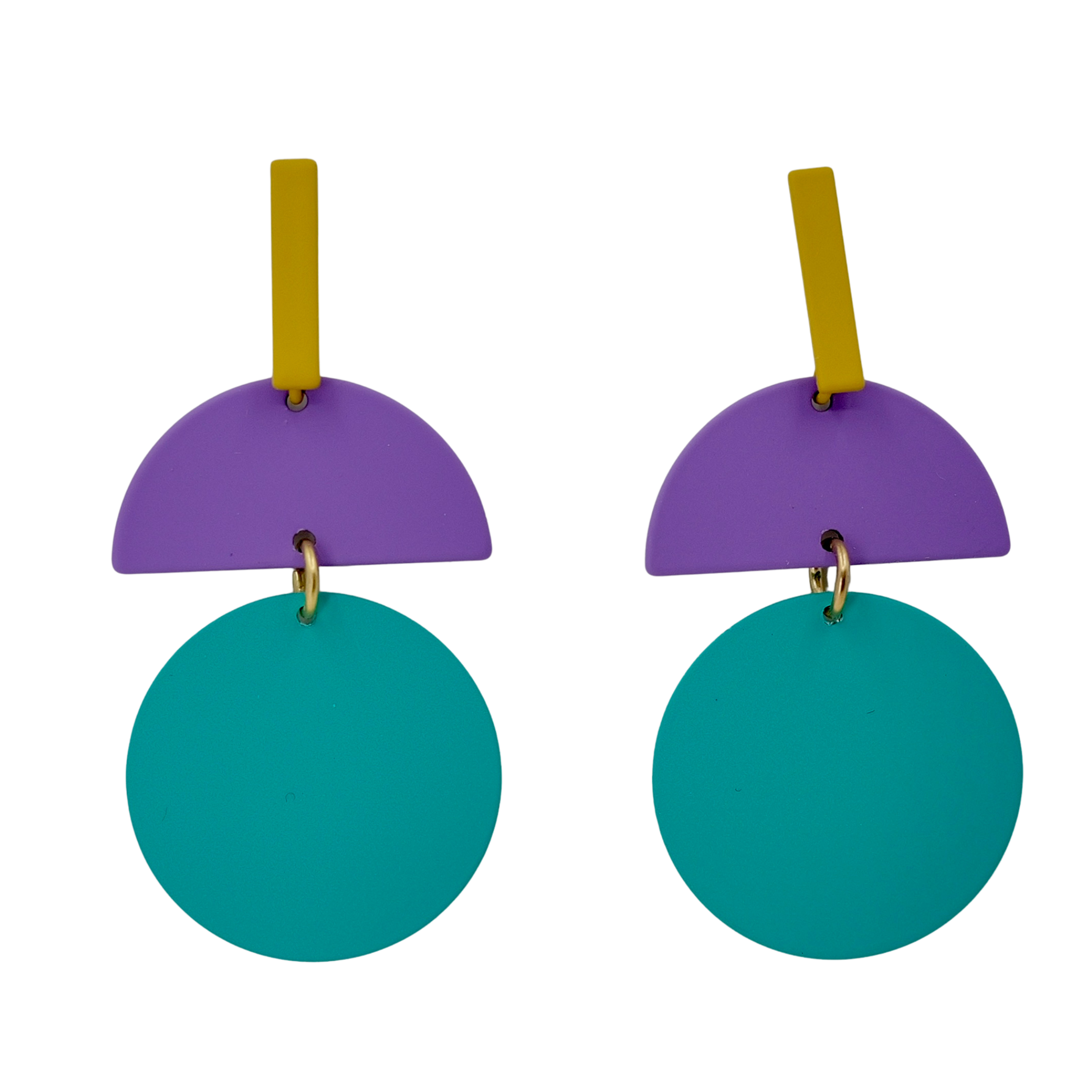 Turquoise, Lilac and Mustard Geometric Studs