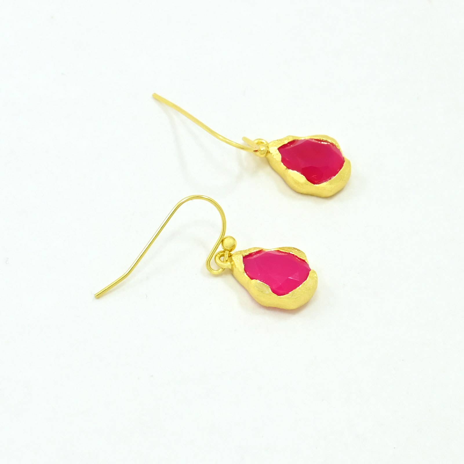 Kailany Earring Gold Plated - Pink Fuchsia Onyx