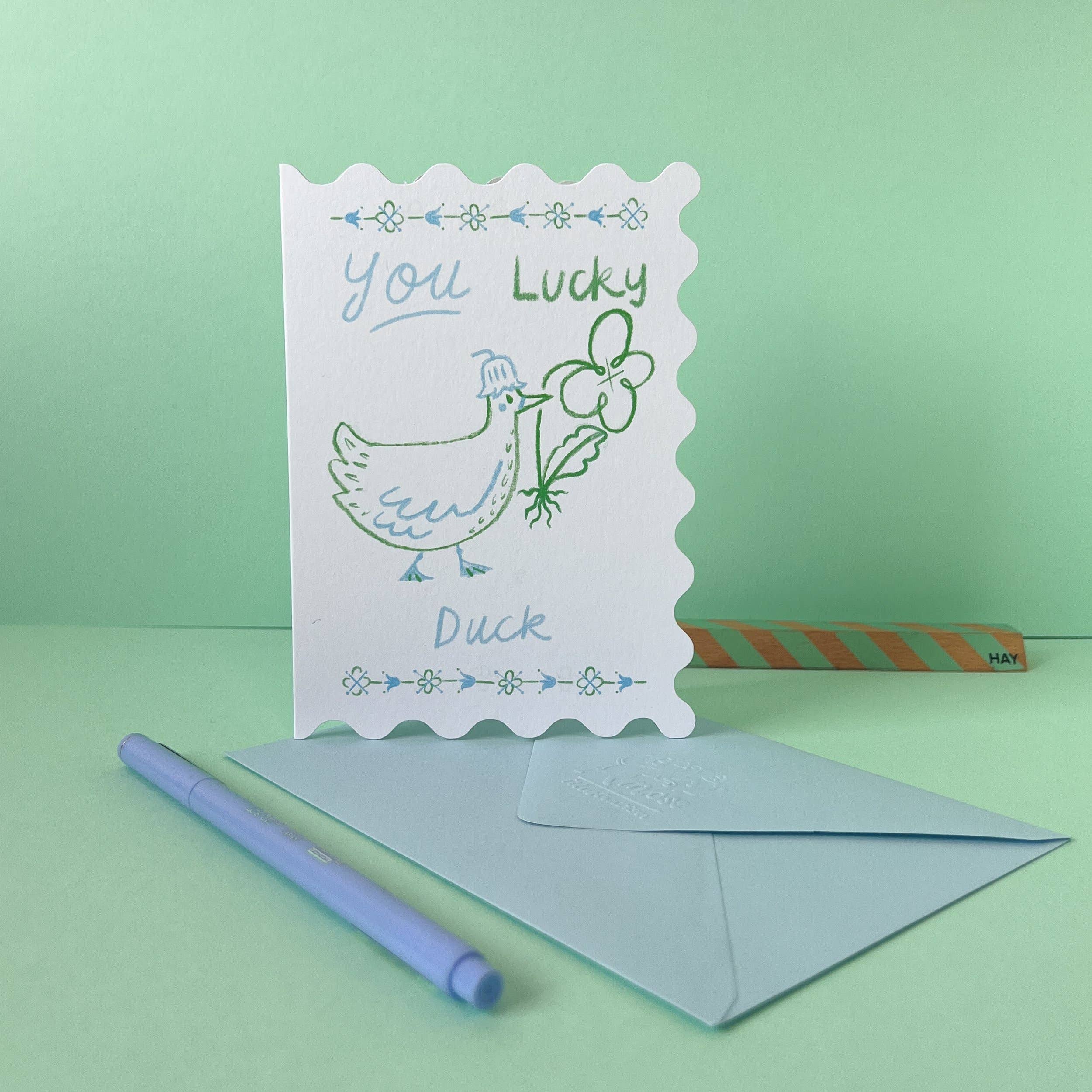 Lucky Duck Scalloped Card