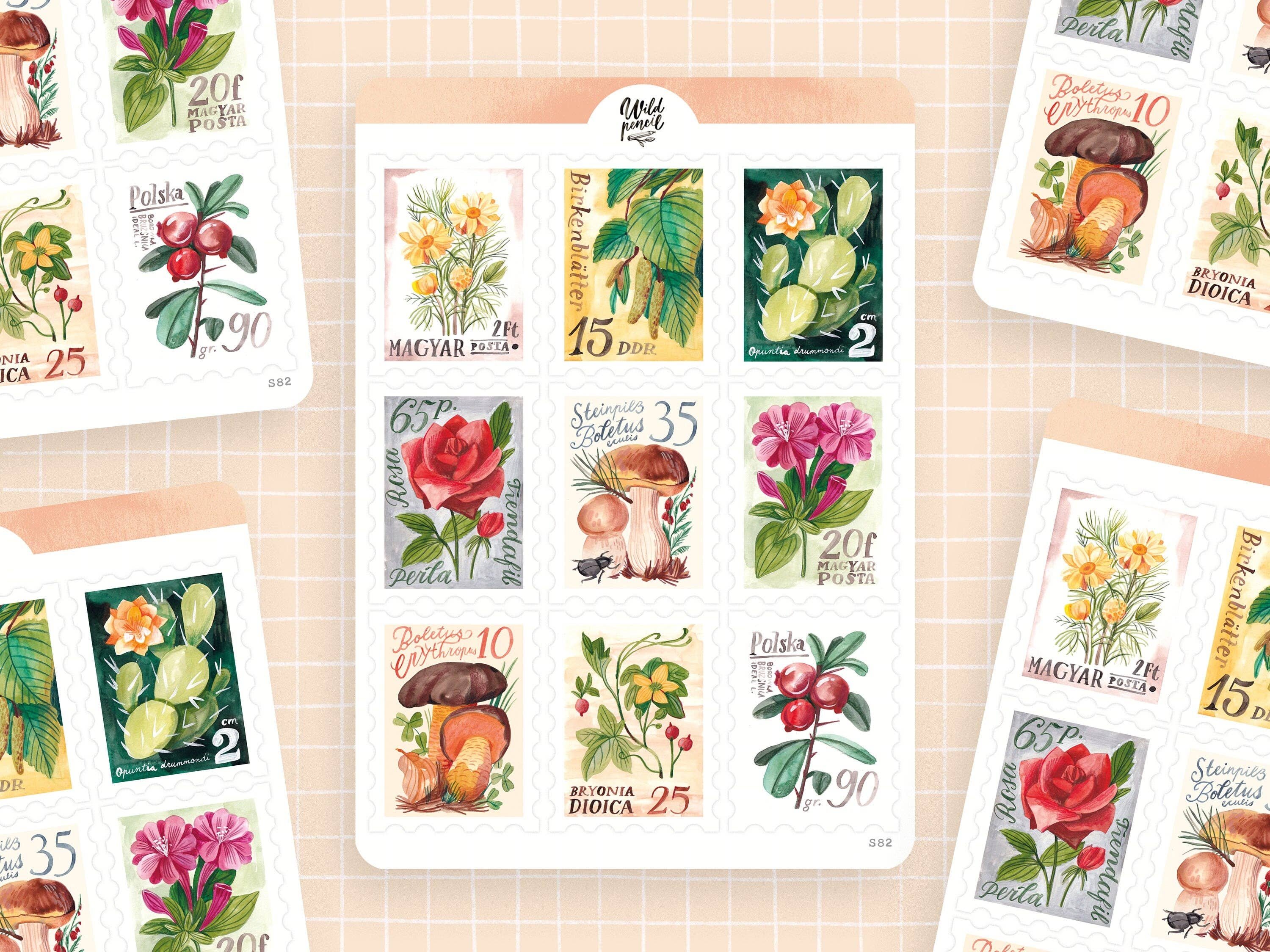 Vintage Stamps Sticker Sheet