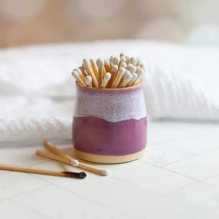 Handmade Ceramic Match Holder - Heather Purple