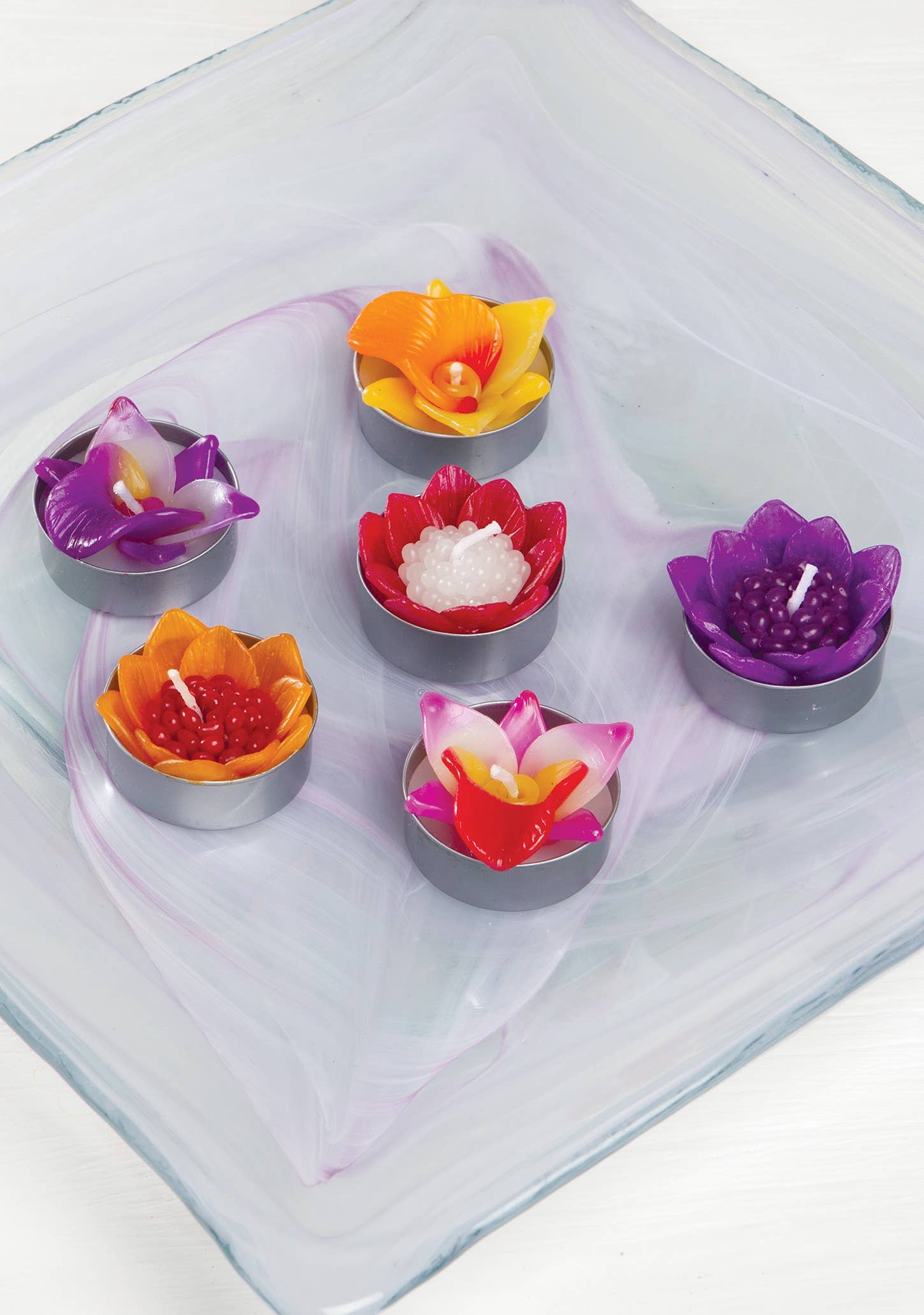 Set Of 6 Scented Orchid Flower Tealights