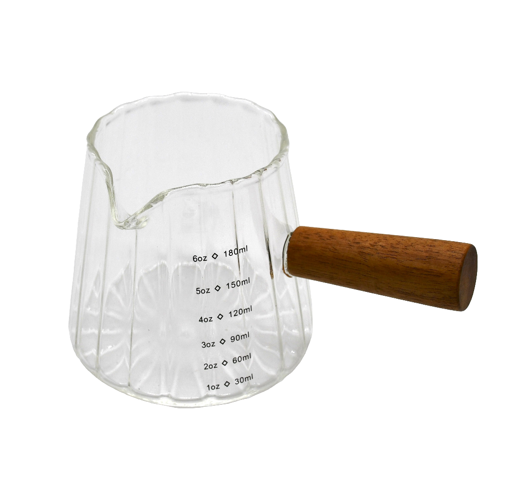 Mango Wood Handle Glass Measuring Jug