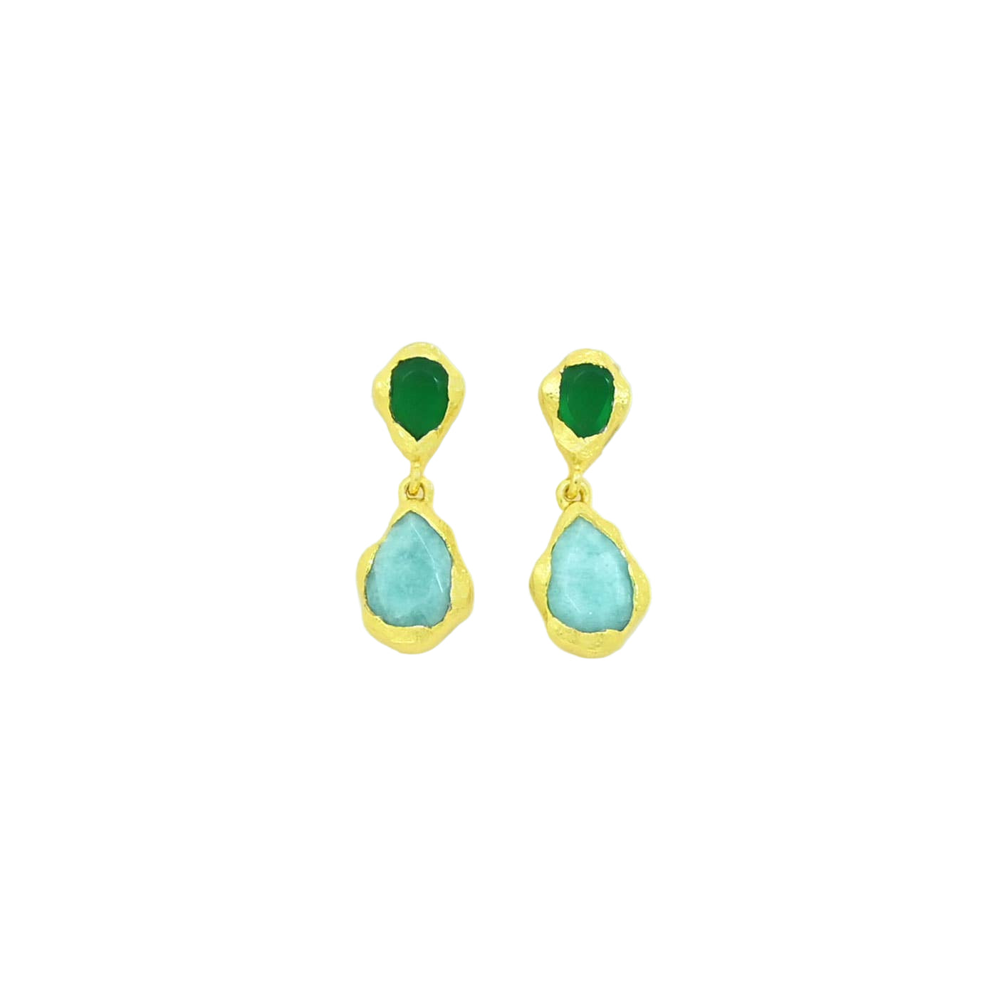 Aveline Stud Earrings - Amazonite & Green Onyx