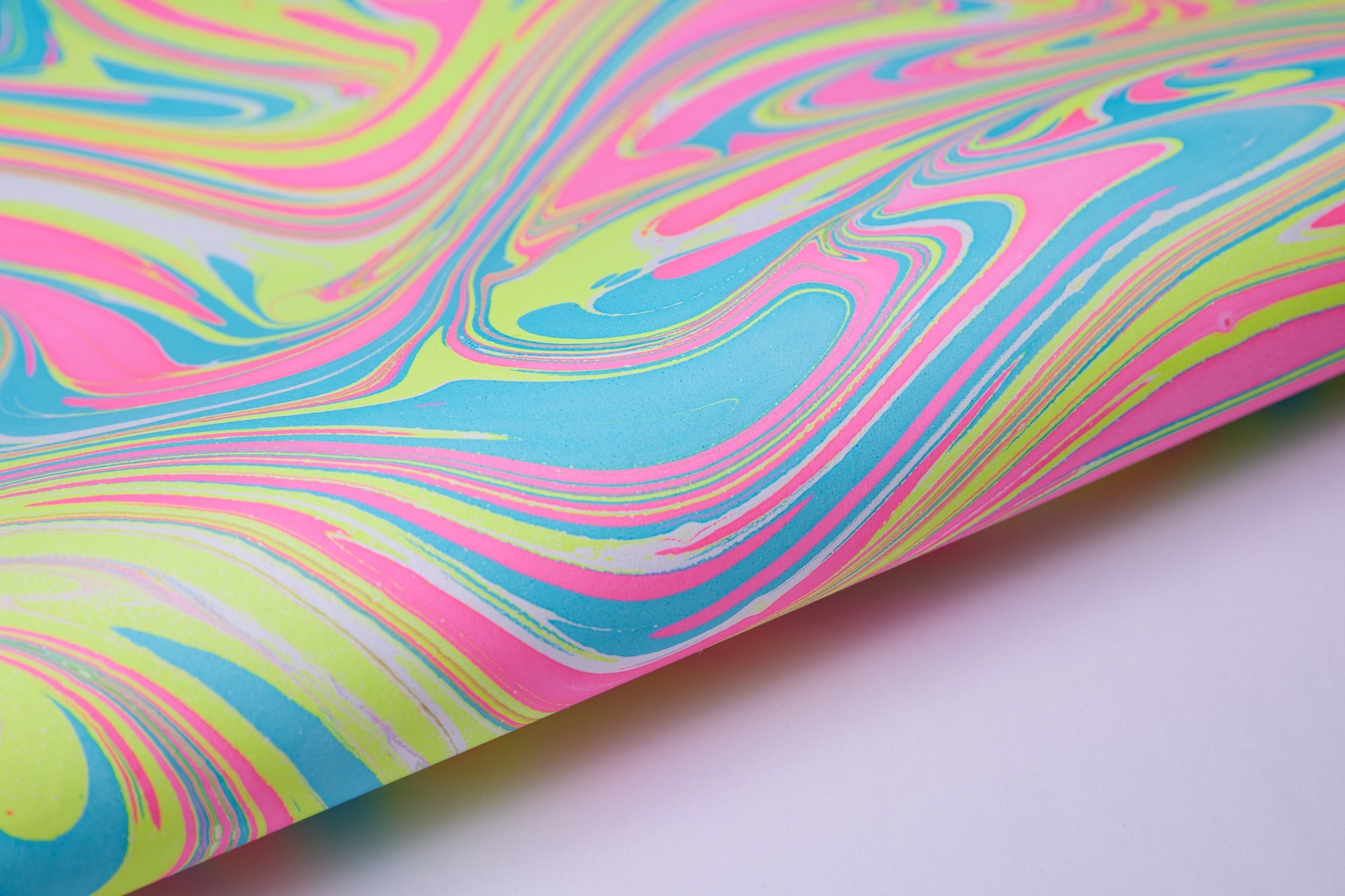 Neon Waves Handmade Marbled  Paper