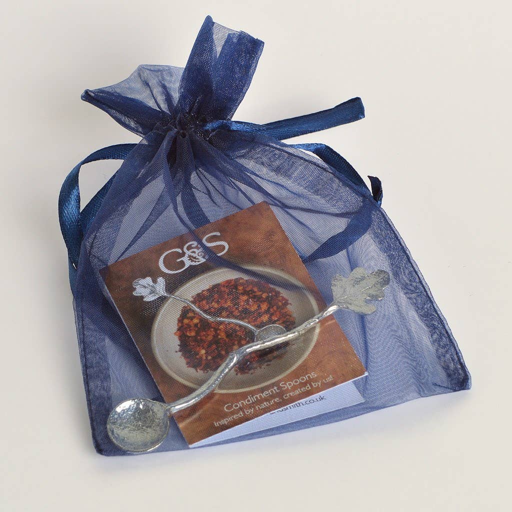 Oak Leaf Tiny Salt & Spice Pewter Spoon
