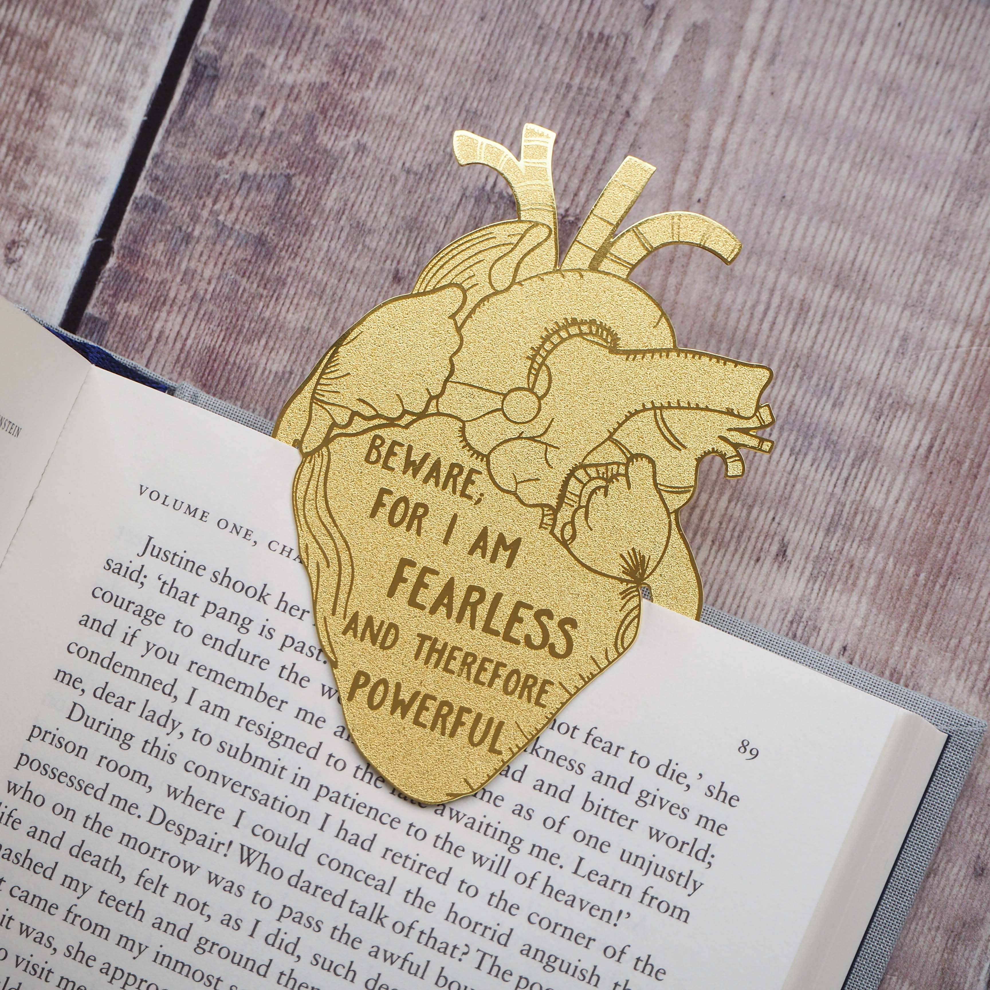 Frankenstein Anatomical Heart Brass Bookmark