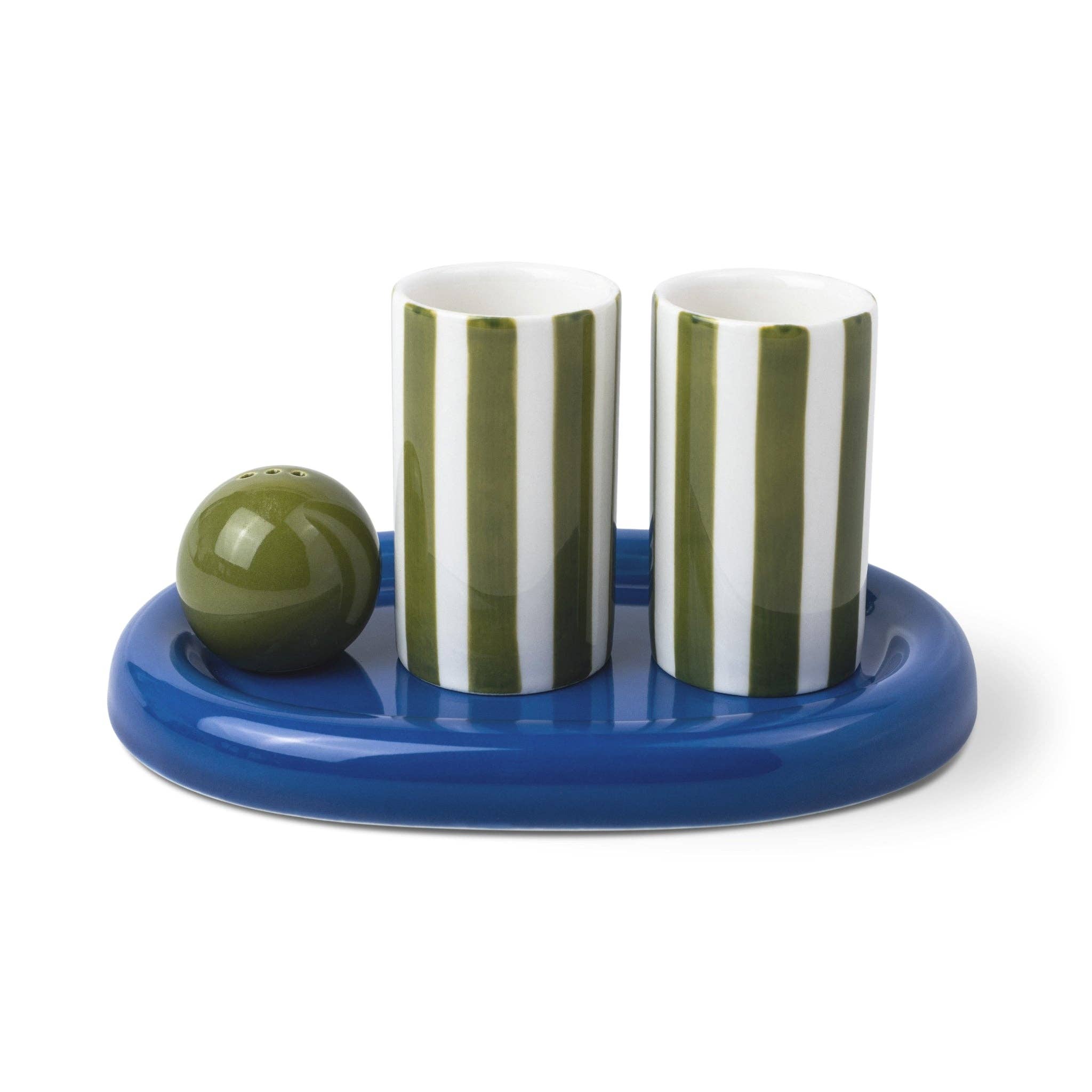 Ceramic Tequila Shot Glass Set - Cobalt & Olive
