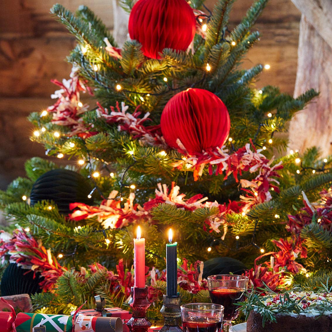 Red & White Upcycled Fabric Tinsel
