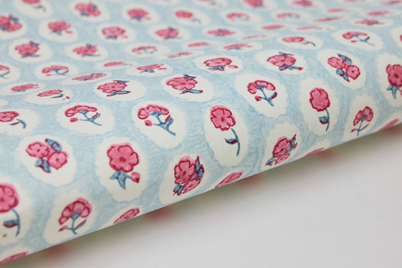 Scallop Tiles Pink Sorbet Block Printed Wrapping Paper