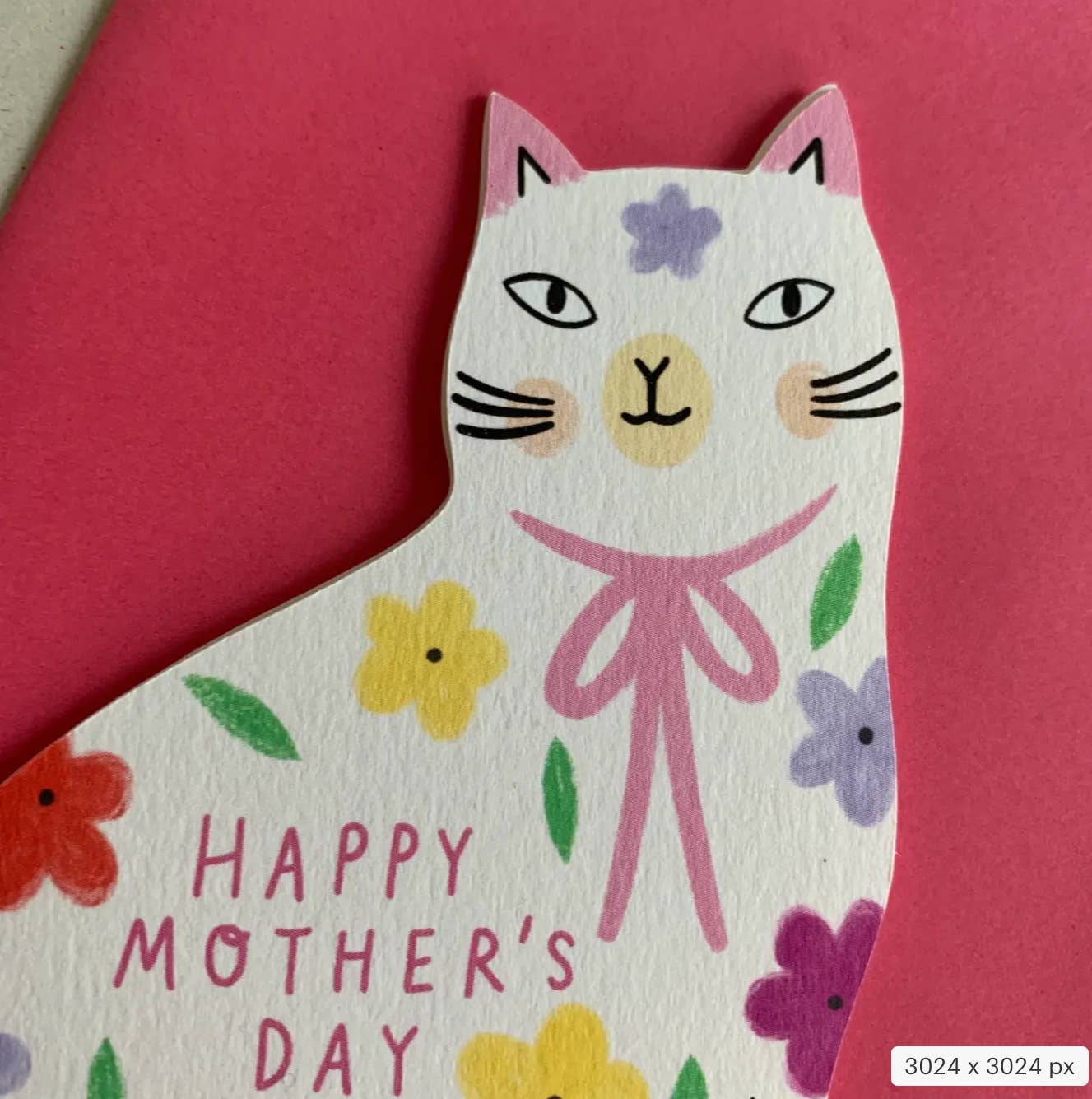 Sitting Kitty Floral Mother’s Day Cat Greeting Card 