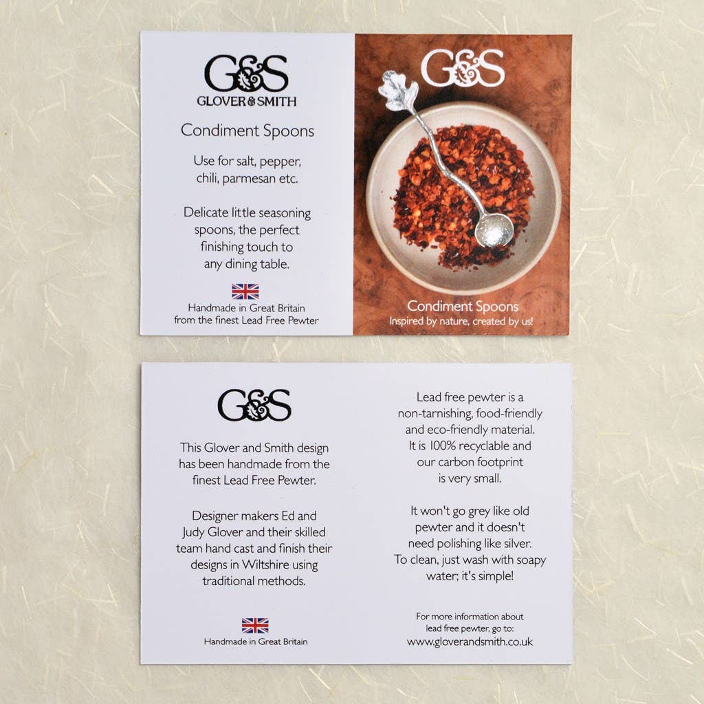 Oak Leaf Tiny Salt & Spice Pewter Spoon