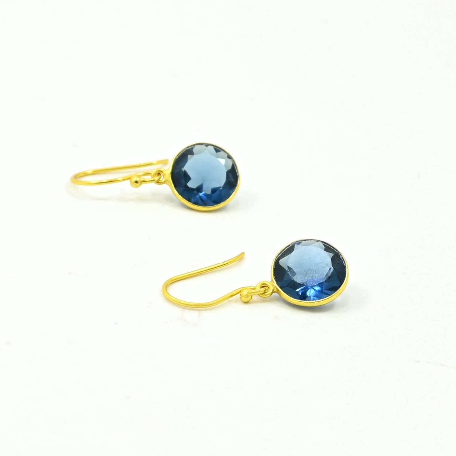 Round Gemstone Earring Gold Silver 925 - Blue Iolite