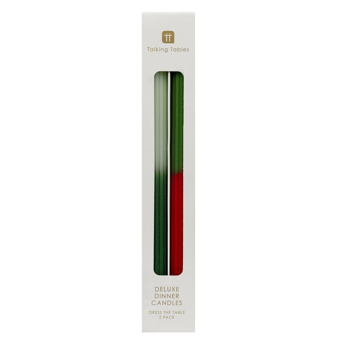 2 Pack Of 2 Tone Red & Green Dinner Candles