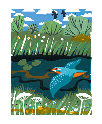 Kingfisher by Carry Akroyd Blank Card
