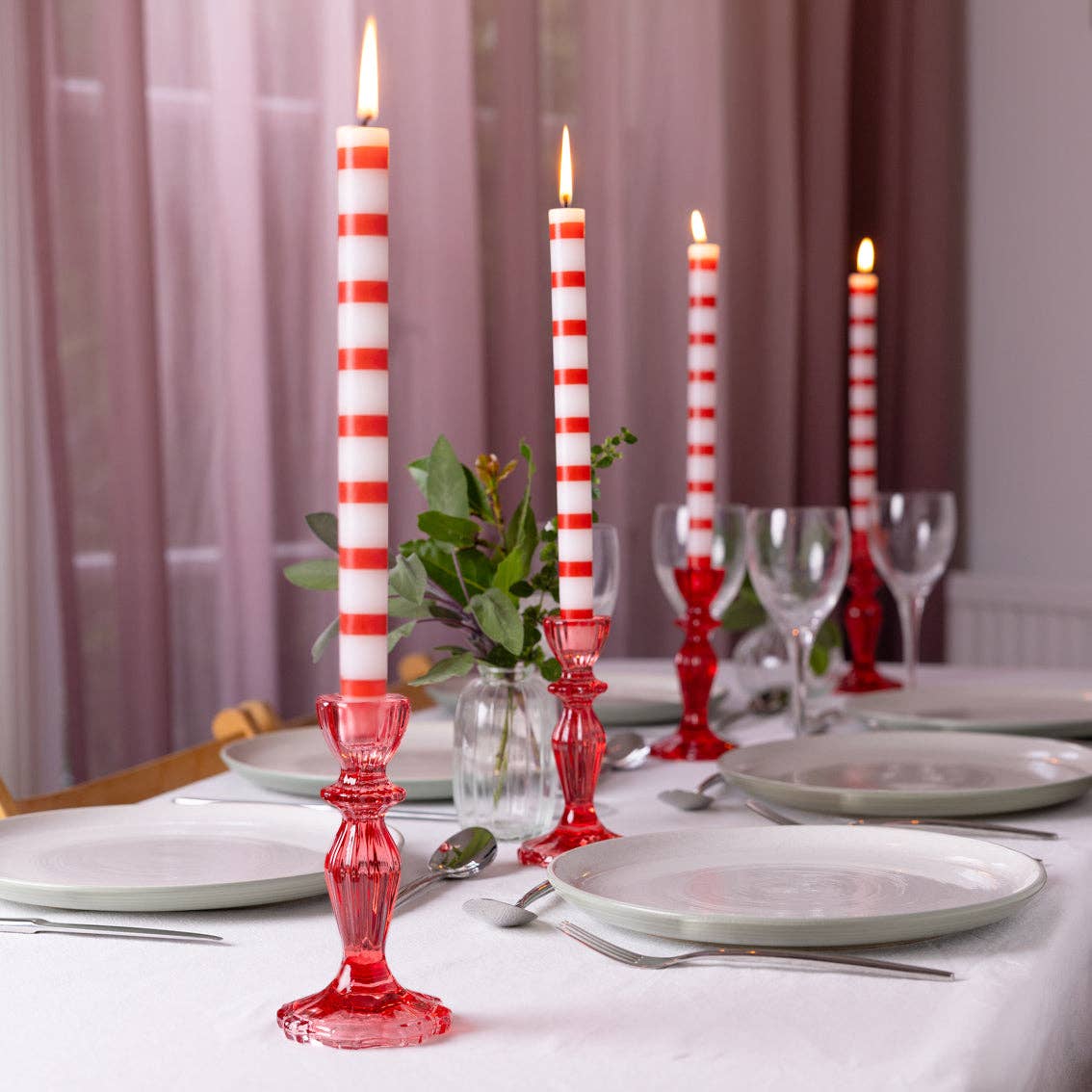 Red & White Dinner Candles