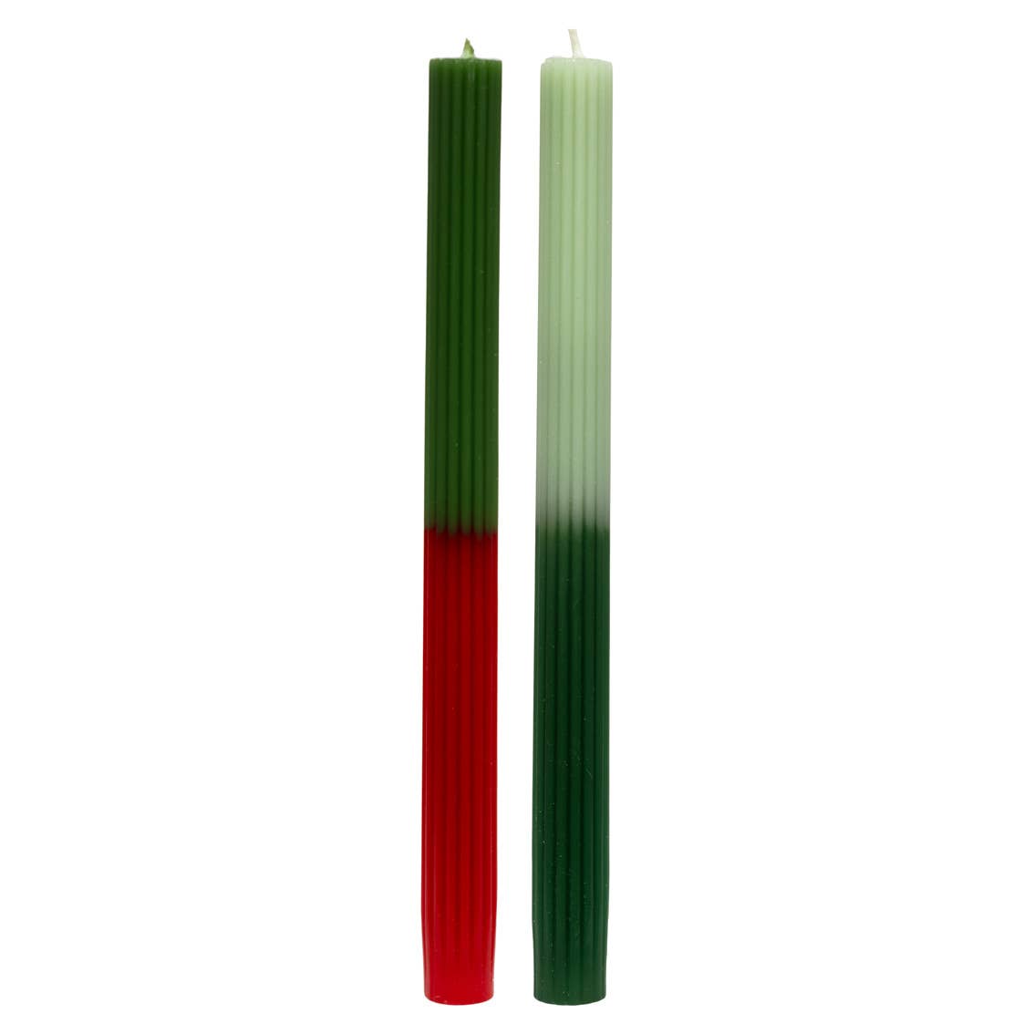 2 Pack Of 2 Tone Red & Green Dinner Candles