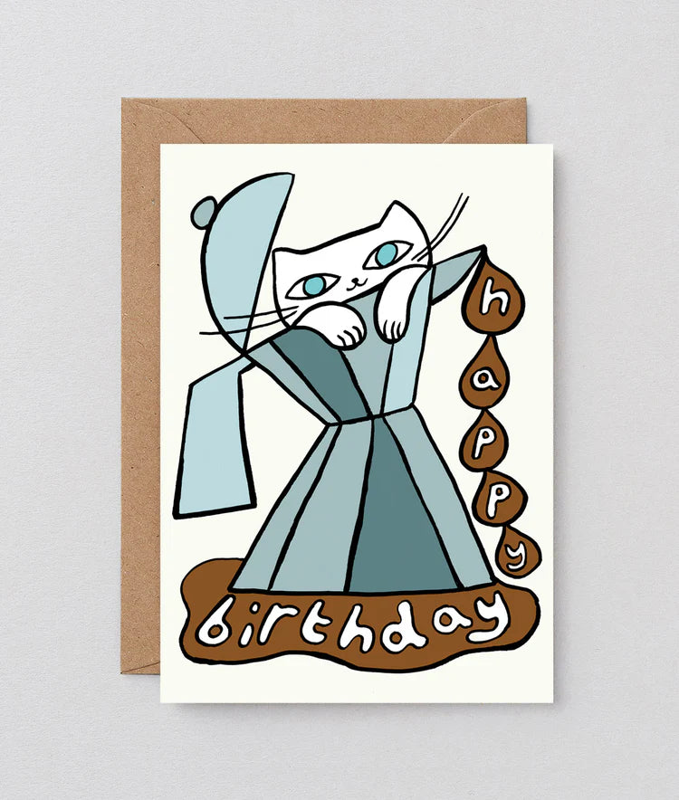 Cat & Coffee Birthday Card