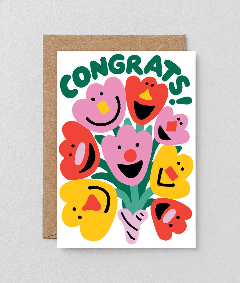 Congrats Flowers Faces Card