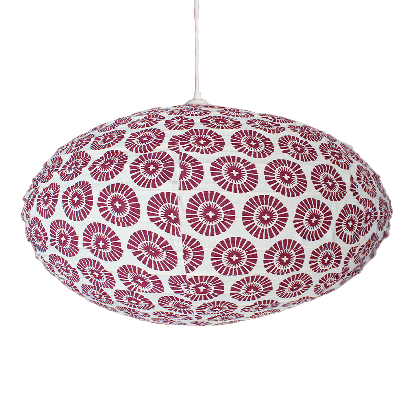 Large 80cm Cream & Purple Oki Cotton Pendant Lampshade