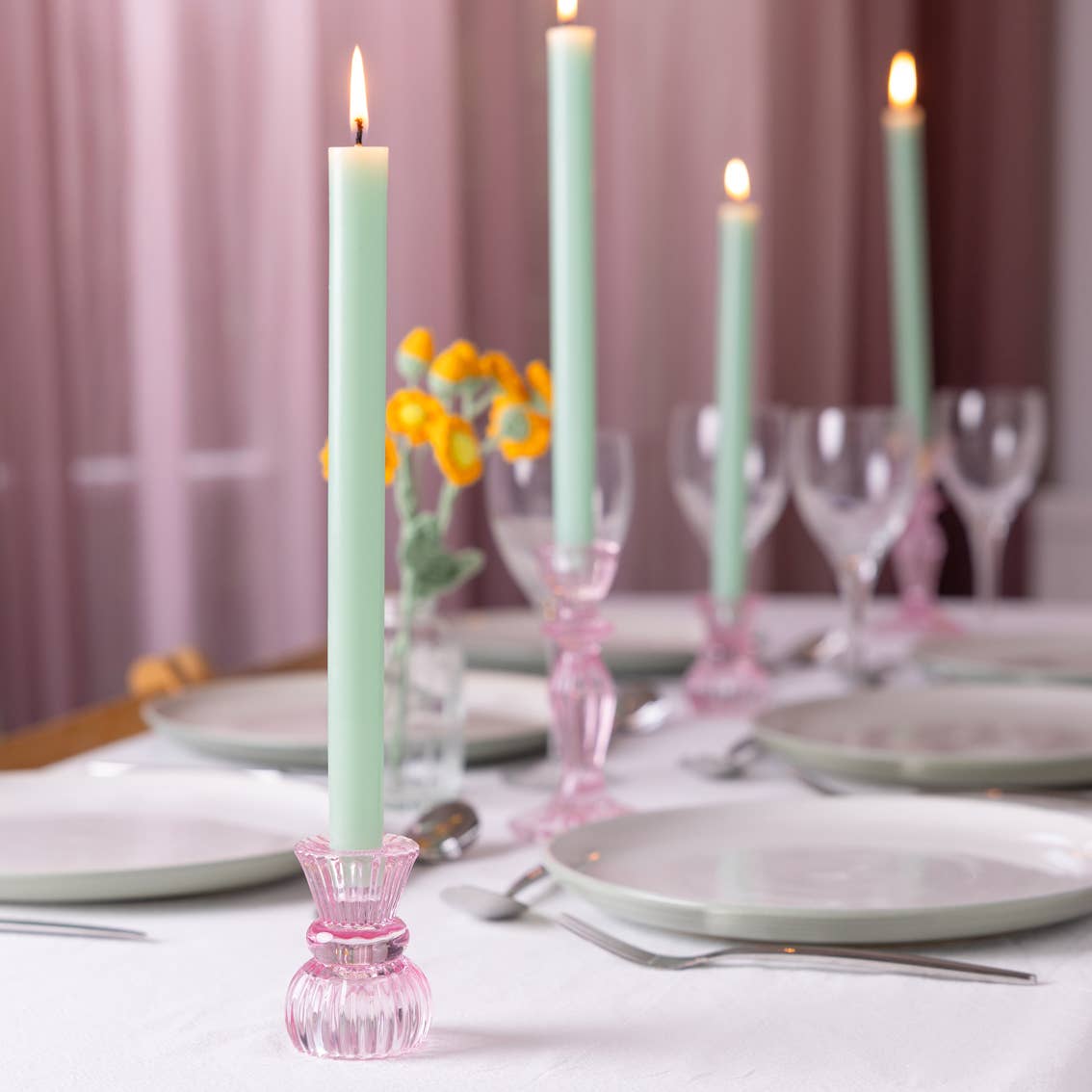 Sage Green Dinner Candles