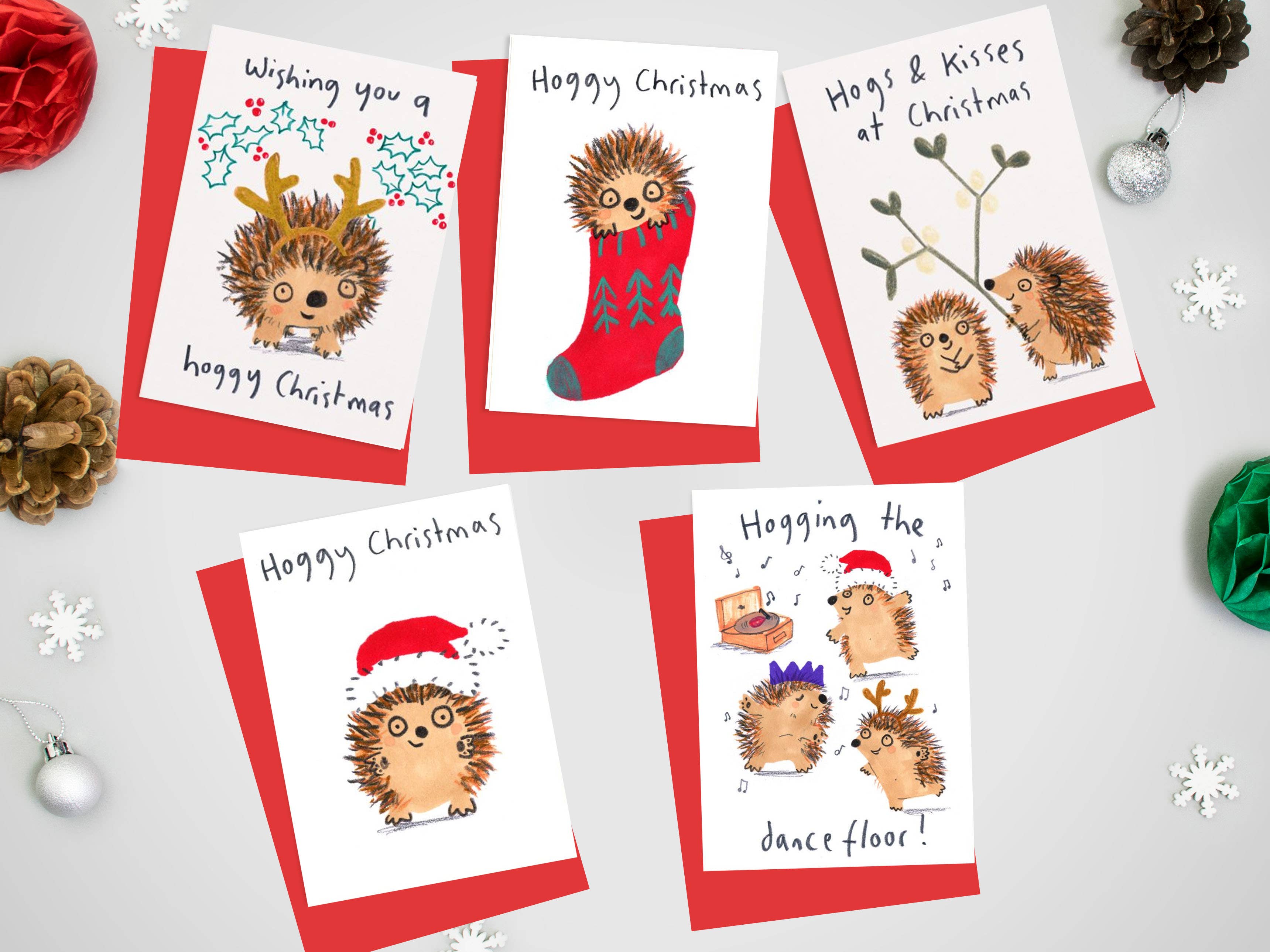 Pack Of Ten Hoggy Christmas Cards