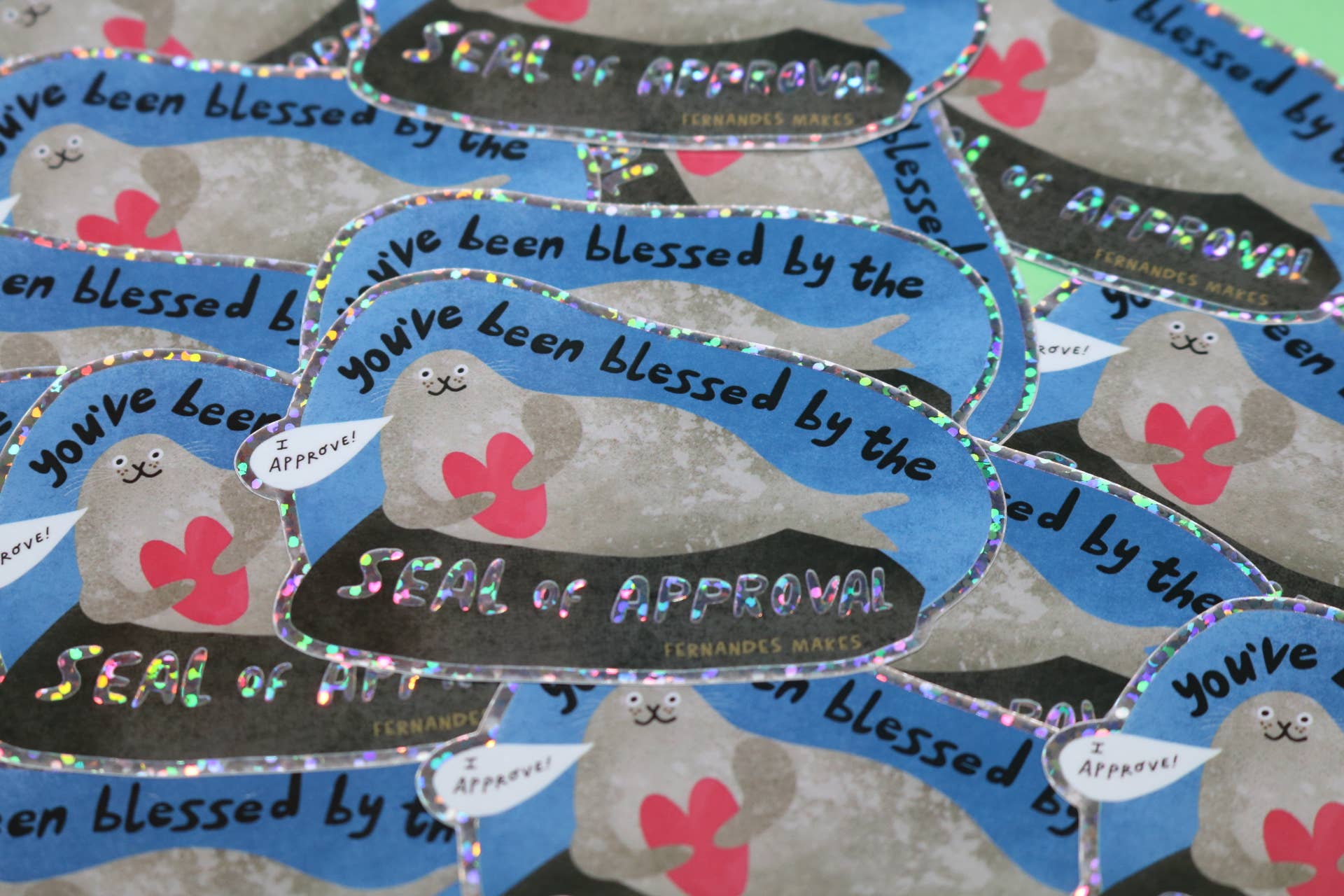 Seal Of Approval Glossy Glitter Vinyl Sticker