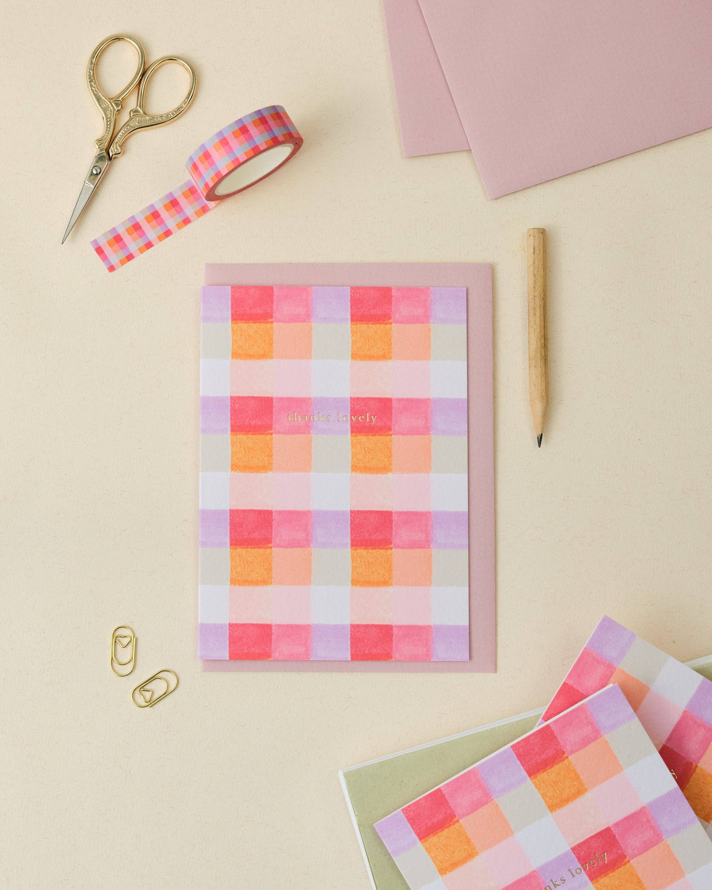 Thanks Lovely Gingham Greetings Card