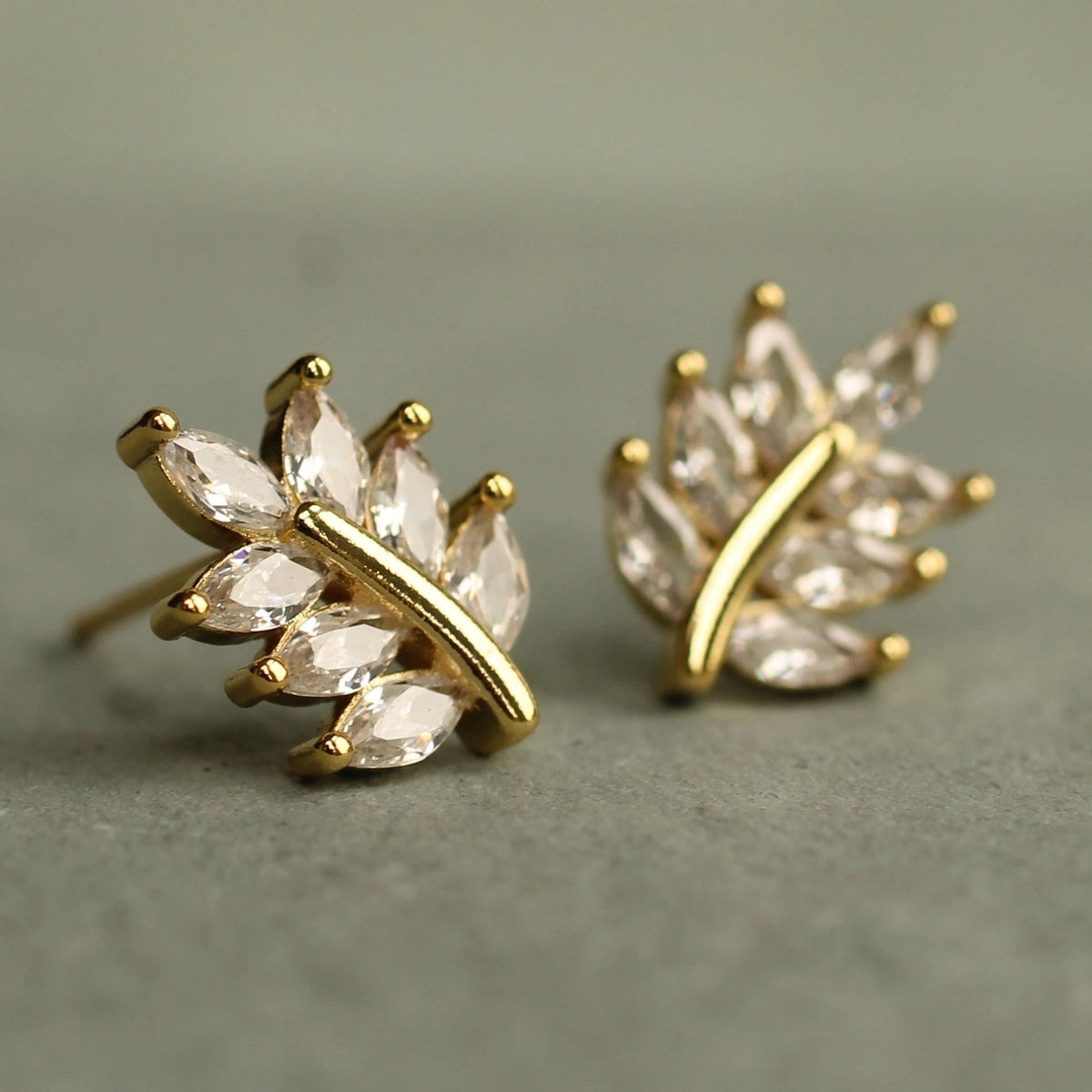 Crystal Vintage Leaf Stud Earrings
